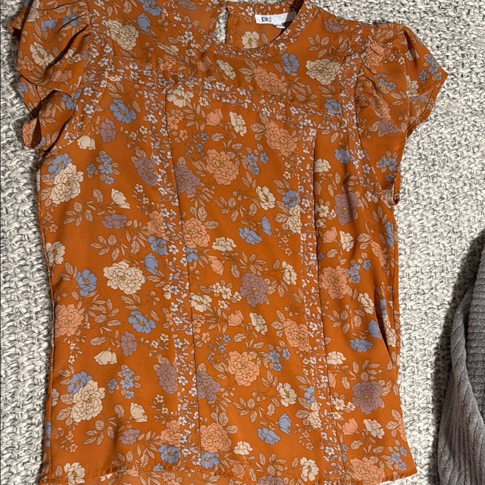 Dkny Orange Ruffled Blouse